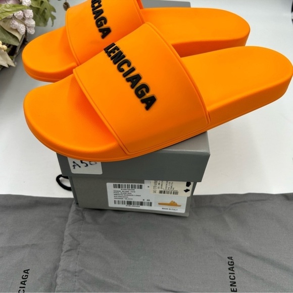 Men’s Balenciaga rubber pool slides logo size 46 made in Italy - Picture 5 of 9
